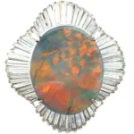 Pt･Pm900 ブラックオパール・ダイヤモンド リング 5.92・2.59ct