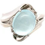 Pt･Pm900 アクアマリンキャッツアイ・ダイヤモンド リング 5.71・0.4ct