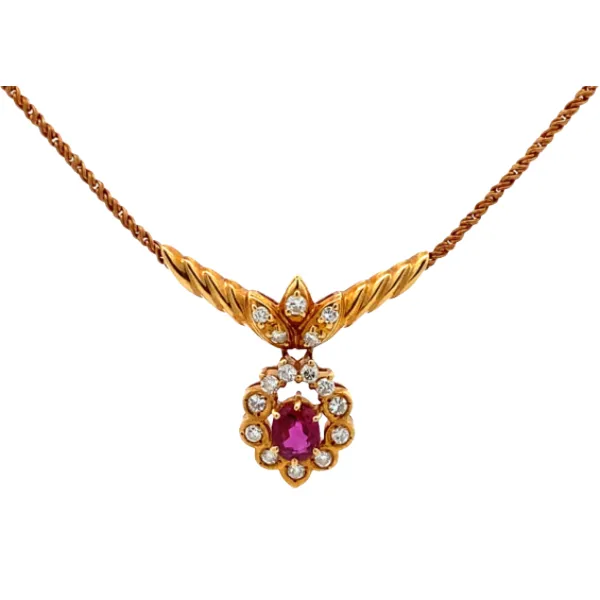 K18 ルビー・ダイヤモンド ネックレス R0.64・0.32ct