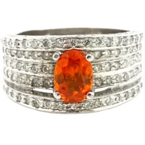 Pt･Pm900 マンダリンガーネット・ダイヤモンド リング 1.09・D1.00ct