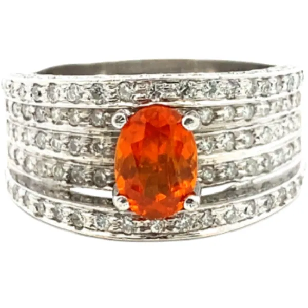 Pt･Pm900 マンダリンガーネット・ダイヤモンド リング 1.09・D1.00ct