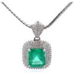 Pt900/Pt850 コロンビア産エメラルド・ダイヤモンド ネックレス/ペンダントトップ E10.43・D1.4・D0.11ct