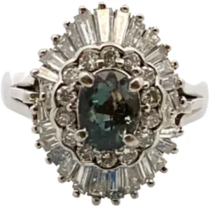 Pt･Pm900 ブラジル産アレキサンドライト・ダイヤモンド リング 1.111・0.33ct
