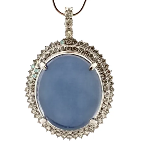 Pt900/K18WG スターサファイア・ダイヤモンド ネックレス/ペンダントトップ 56.31・1.59・0.17ct