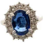 Pt･Pm900 ビルマ産非加熱ブルーサファイア・ダイヤモンド リング 3.02・D1.09ct