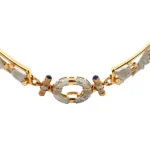 Pt900/K18[Kﾒｲﾝ] ダイヤモンド・青色石 ネックレス D0.44・S0.55ct