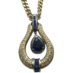 Pt900/K18 サファイア・ダイヤモンド ネックレス/ペンダントトップ 2.41 ct 0.44・1.01 ct