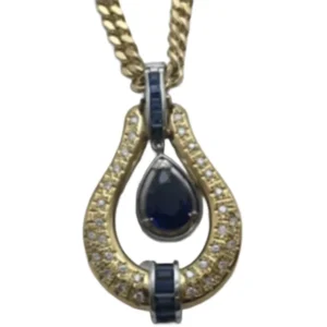 Pt900/K18 サファイア・ダイヤモンド ネックレス/ペンダントトップ 2.41 ct 0.44・1.01 ct