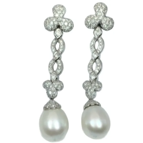 K18 パール・ダイヤモンド ピアスイヤリング D2.73 ct
