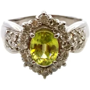 Pt･Pm900 スフェーン・ダイヤモンド リング 1.48・0.7ct