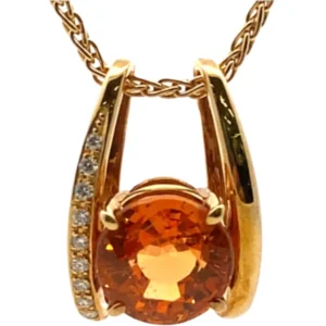 K18 スペサルティンガーネット・ダイヤモンド ネックレス/ペンダントトップ 5.21・0.07ct