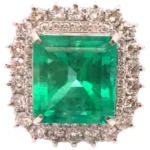 Pt･Pm900 コロンビア産エメラルド・ダイヤモンド リング 11.9・D2.69ct