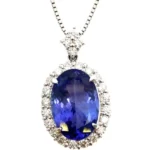 Pt900/K18WG タンザナイト・ダイヤモンド ネックレス/ペンダントトップ 7.39・0.92ct