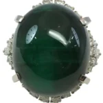 Pt･Pm900 トルマリンキャッツアイ・ダイヤモンド リング 35.61 ct 1.82 ct