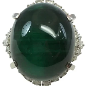 Pt･Pm900 トルマリンキャッツアイ・ダイヤモンド リング 35.61 ct 1.82 ct