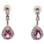 Pt･Pm900 パパラチアサファイア・ダイヤモンド ピアス/イヤリング 0.361・0.347 ct D0.26・D0.26 ct