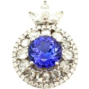 K18WG タンザナイト・ダイヤモンド ネックレス/ペンダントトップ 3.157・1.737ct
