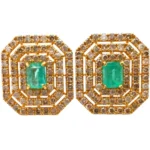 K18 エメラルド・ダイヤモンド ピアス/イヤリング 0.65・0.65・D1.17・D1.17ct