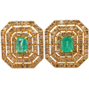 K18 エメラルド・ダイヤモンド ピアス/イヤリング 0.65・0.65・D1.17・D1.17ct
