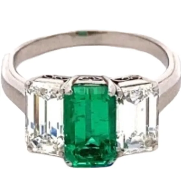 Pt/Pm エメラルド・ダイヤモンド リング E1.58 ct D2.12 ct