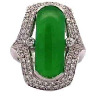 Pt･Pm900 翡翠・ダイヤモンド リング D3.02 ct