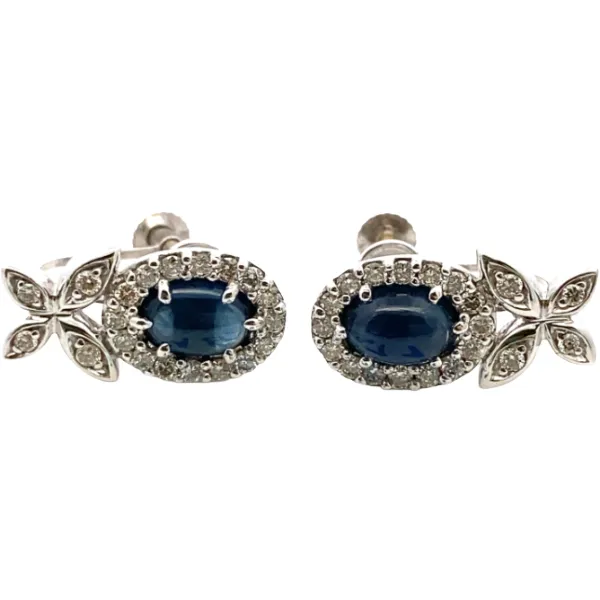 K18WG/K14WG サファイア・ダイヤモンド ピアス/イヤリング S1.27・D0.28・S1.27・D0.28ct