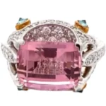 Pt950K18[Ptﾒｲﾝ] ピンクトルマリン・多色石 リング S5.36 ct D1.35 ct