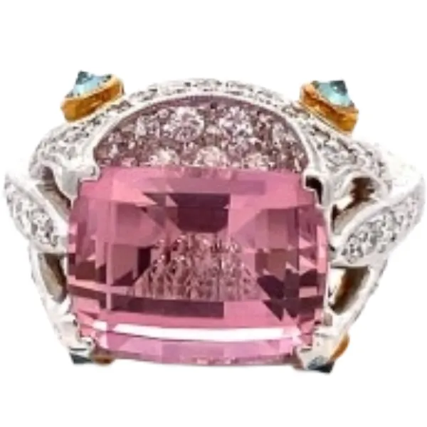 Pt950K18[Ptﾒｲﾝ] ピンクトルマリン・多色石 リング S5.36 ct D1.35 ct
