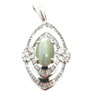 Pt･Pm900 クリソベリルキャッツアイ・ダイヤモンド ネックレス/ペンダントトップ 2.41・D1.04ct