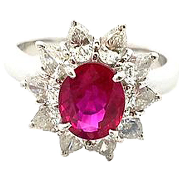 Pt･Pm900 ルビー・ダイヤモンド リング 2.11・1.36ct