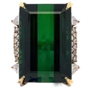 K18 グリーントルマリン・ダイヤモンド リング 42.95 ct D1.4 ct