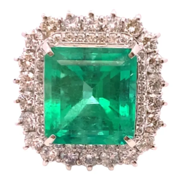 Pt･Pm900 コロンビア産エメラルド・ダイヤモンド リング 11.9・D2.69ct