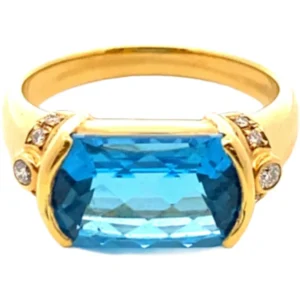 K18 ブルートパーズ・ダイヤモンド リング 0.08ct