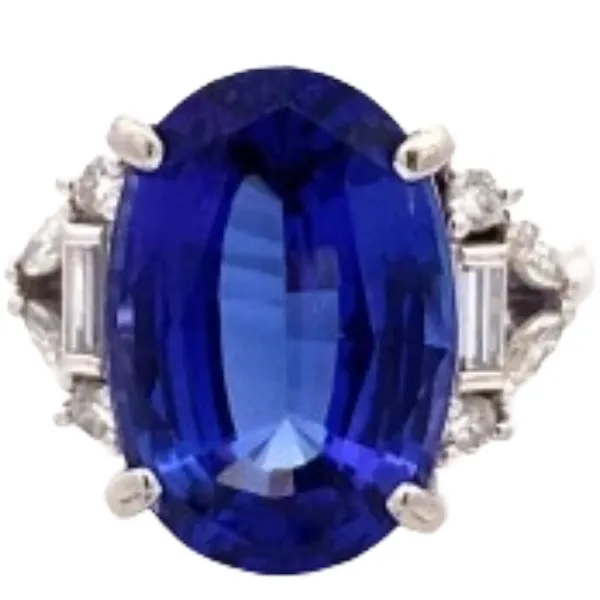 Pt･Pm900 タンザナイト・ダイヤモンド リング 12.61 ct 0.52 ct