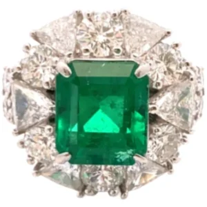 Pt･Pm900 コロンビア産エメラルド・ダイヤモンド リング E5.189・D4.32ct