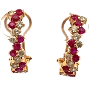K18 ルビー・ダイヤモンド ピアス/イヤリング R0.35・R0.35・0.26・0.26ct