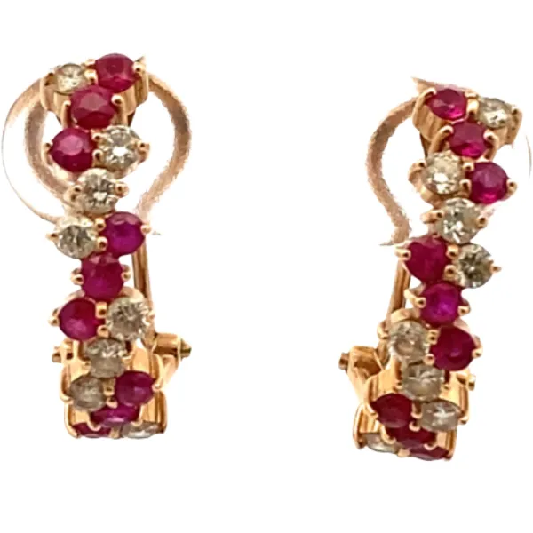 K18 ルビー・ダイヤモンド ピアス/イヤリング R0.35・R0.35・0.26・0.26ct