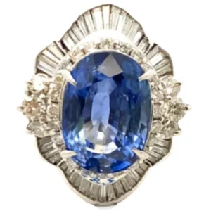 Pt･Pm900 スリランカ産ブルーサファイア・ダイヤモンド リング 10.3・1.69ct