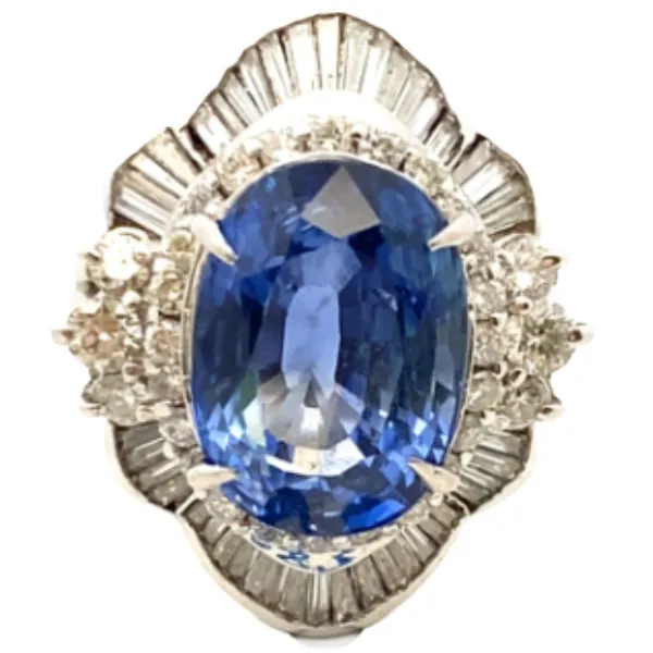 Pt･Pm900 スリランカ産ブルーサファイア・ダイヤモンド リング 10.3・1.69ct