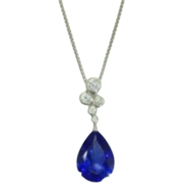 Pt900/K18WG タンザナイト・ダイヤモンド ネックレス/ペンダントトップ 5.89 ct D0.3 ct