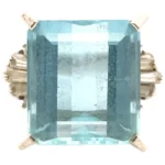 Pt･Pm900 アクアマリン・ダイヤモンド リング 13.1・D0.27ct