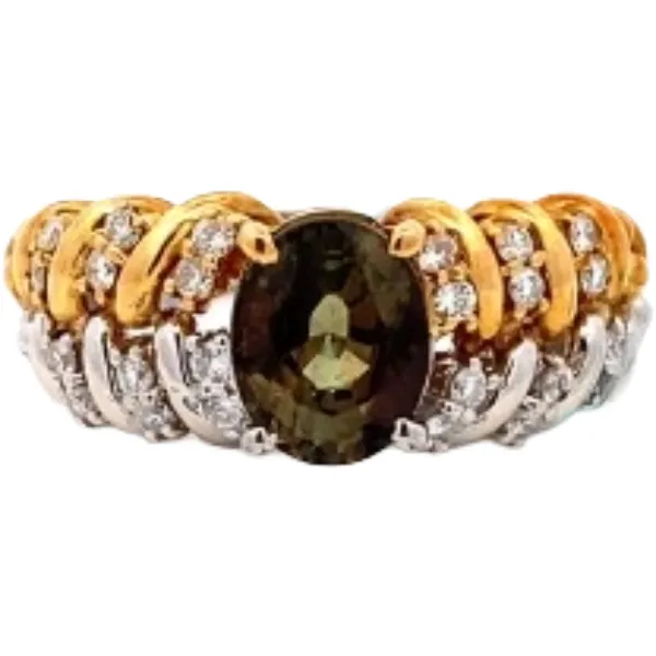 Pt900/K18[Ptﾒｲﾝ] スフェーン・ダイヤモンド リング 2.2 ct D0.32 ct