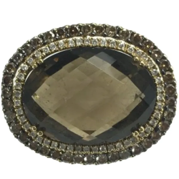 K18 スモーキークォーツ・ダイヤモンド リング 11.95 ct 0.88 ct