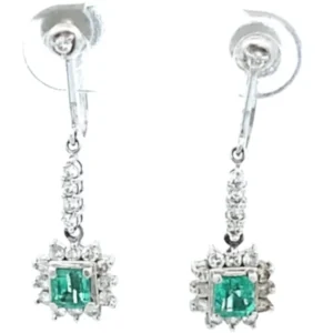 Pt･Pm900 エメラルド・ダイヤモンド ピアス/イヤリング 0.5・0.46・0.5・0.46ct