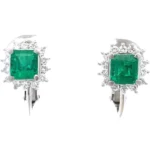 K14WG エメラルド・ダイヤモンド ピアス/イヤリング 0.505・0.457・0.18ct