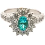 Pt･Pm900 パライバトルマリン・ダイヤモンド リング 1.27・0.50ct