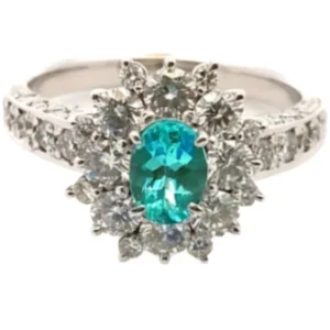 Pt･Pm900 パライバトルマリン・ダイヤモンド リング 1.27・0.50ct
