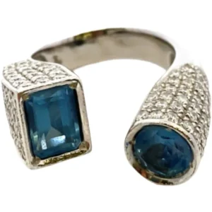 Pt･Pm900 アクアマリン・ダイヤモンド リング D1.8ct