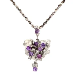 Pt900/K18 サファイア・ダイヤモンド ネックレス/ペンダントトップ 1.11・0.202ct