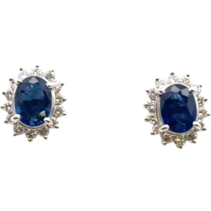 Pt･Pm900 サファイア・ダイヤモンド ピアス/イヤリング 0.99・0.28・0.98・0.28ct